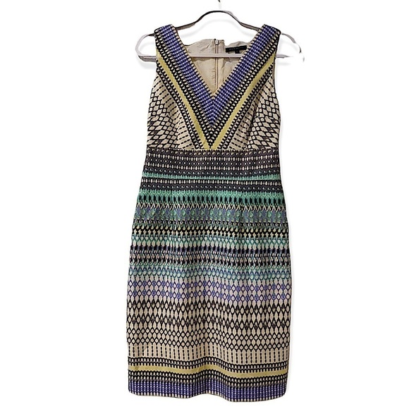 DAVID Meister Bright Pastel V Neck Sheath Dress size 8 - Picture 1 of 6